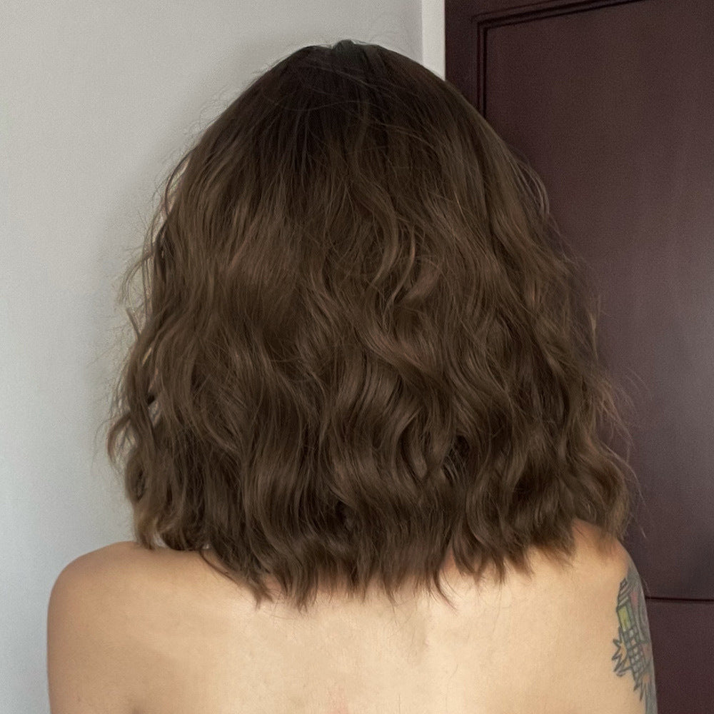 Corn Curler Wine Red Curly Hair Wigs