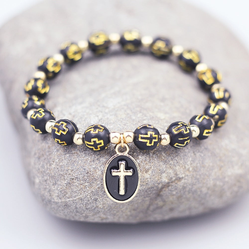 Oval Cross Pendant Bracelet