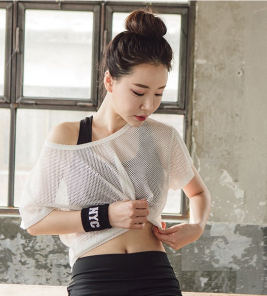 Hollow Out Mesh Crop Tops