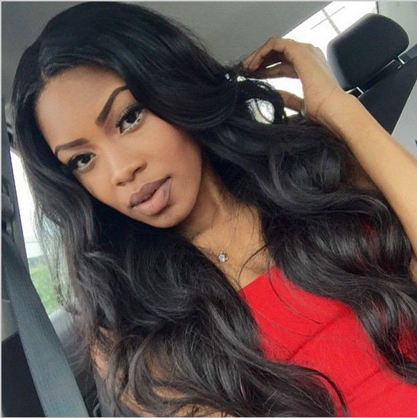 Black Mid-Length lHuman Hair Wigs