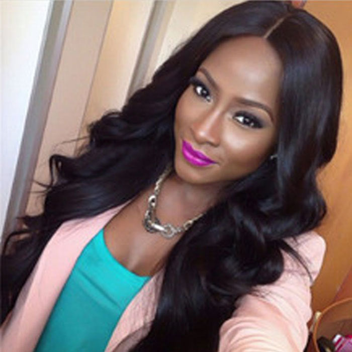 Black Mid-Length lHuman Hair Wigs