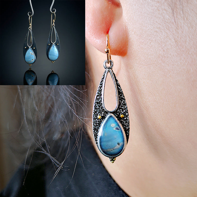 Tear Drop Blue Resin Earrings