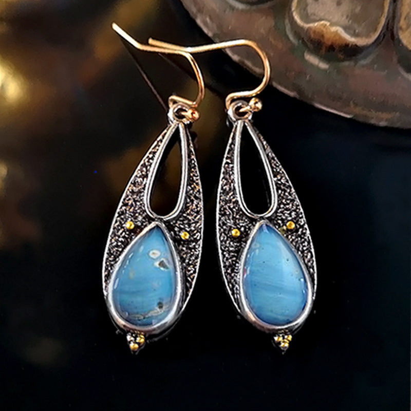 Tear Drop Blue Resin Earrings