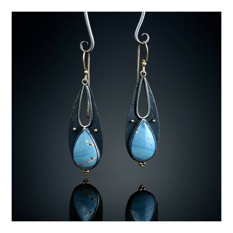 Tear Drop Blue Resin Earrings