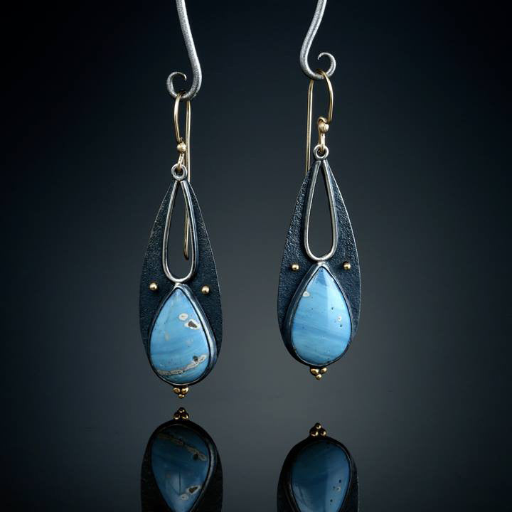 Tear Drop Blue Resin Earrings