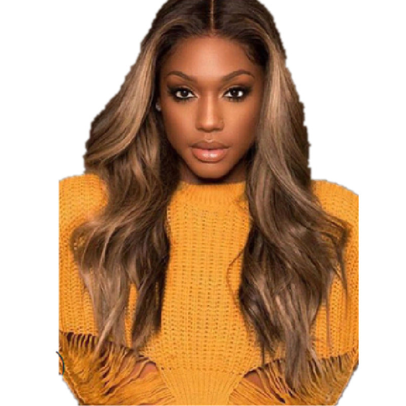 Mid-length Brown Gradient Human Hair Wigs