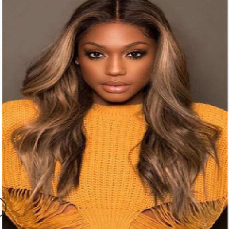 Mid-length Brown Gradient Human Hair Wigs