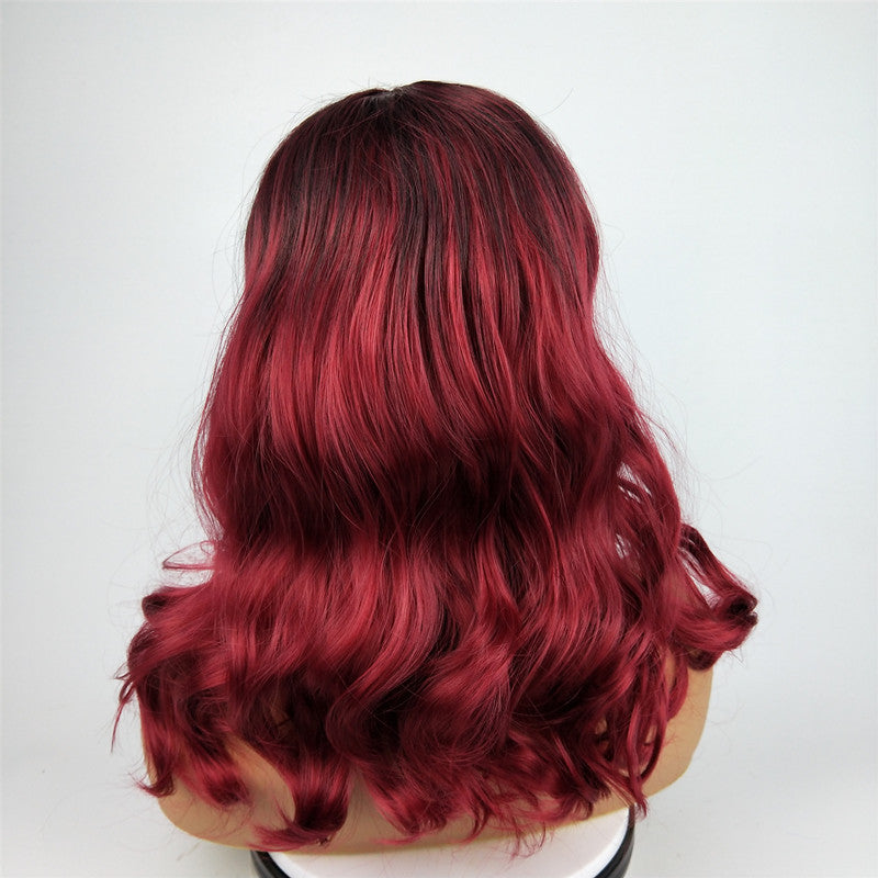 Burgundy Long Curly Human Hair Wigs