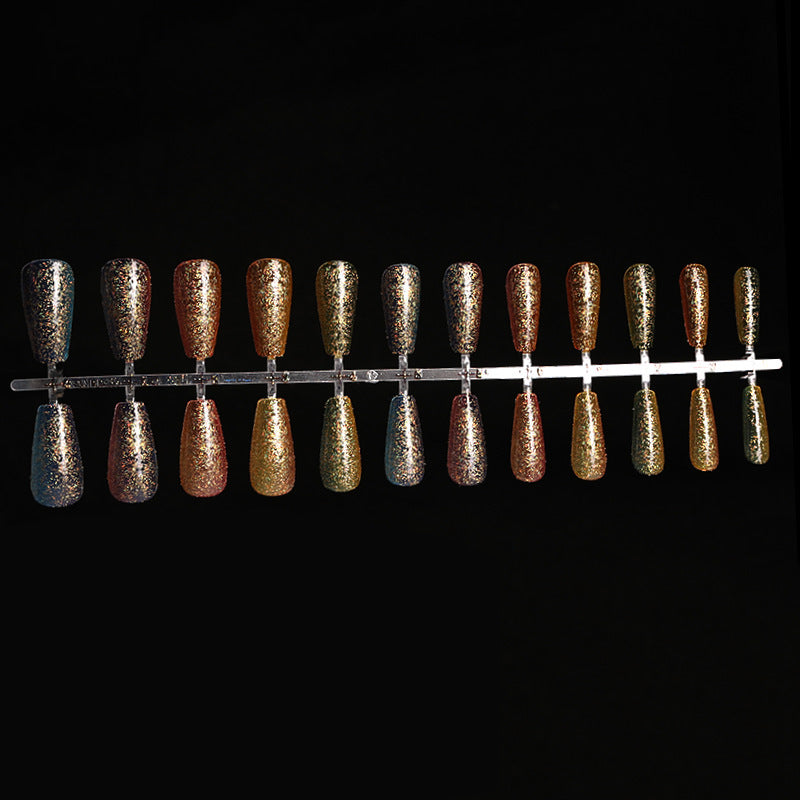 Gradient Glitter Powder Trapezoidal Nail Art