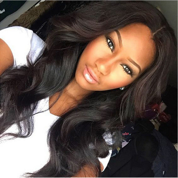Black Mid-Length lHuman Hair Wigs