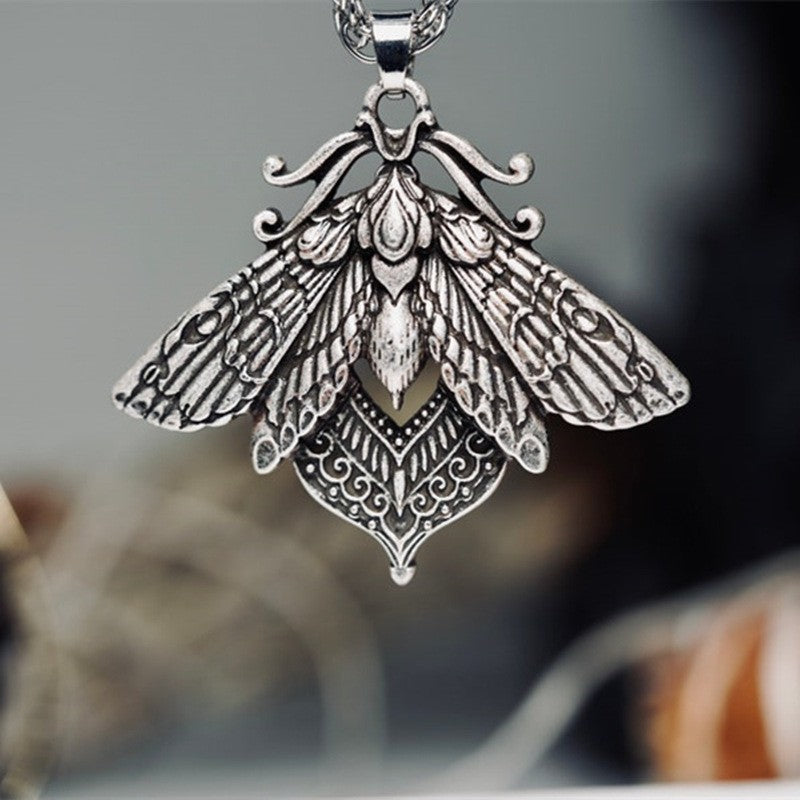 Retro Style Moth Pendant Necklace