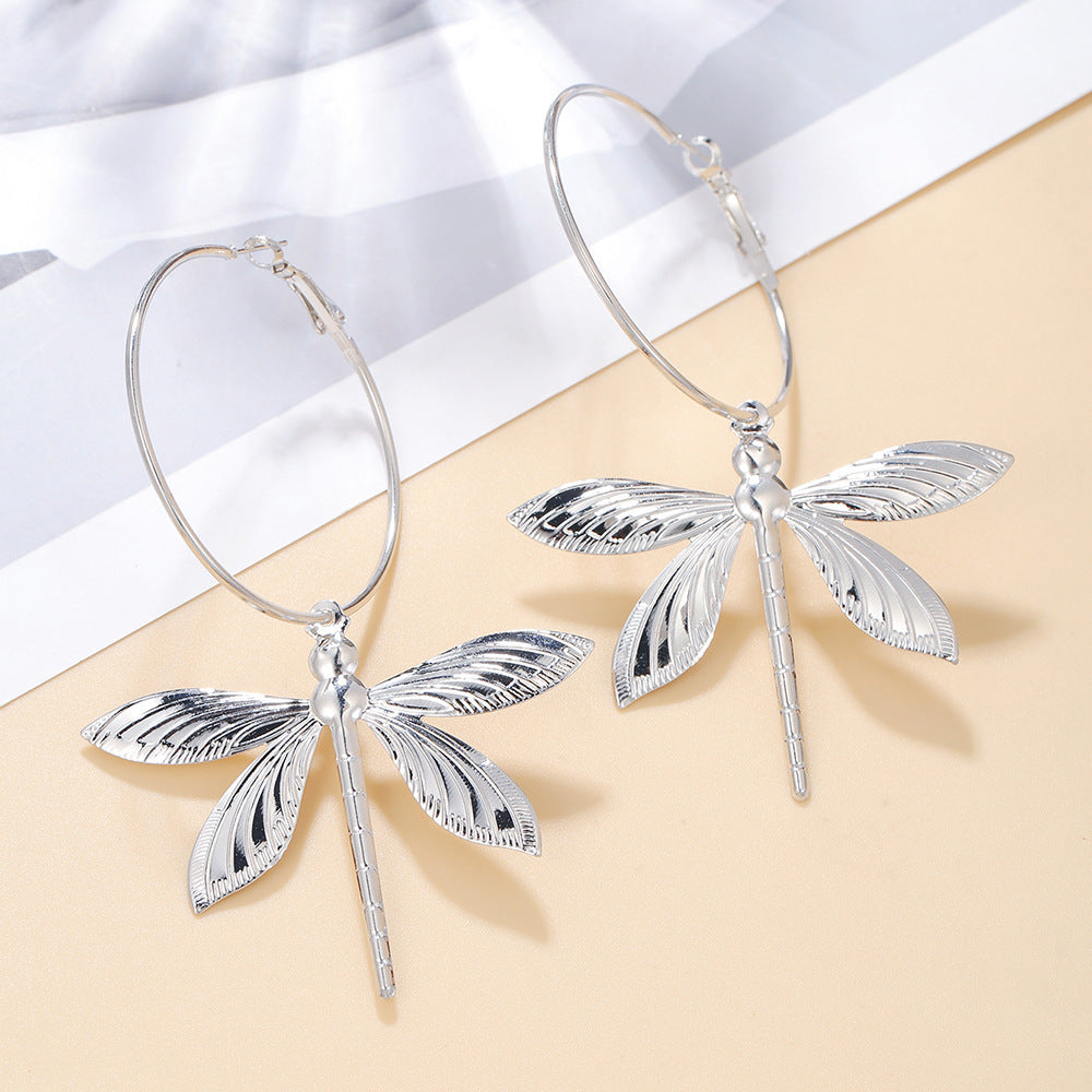 Large Retro Dragonfly Stud Earrings