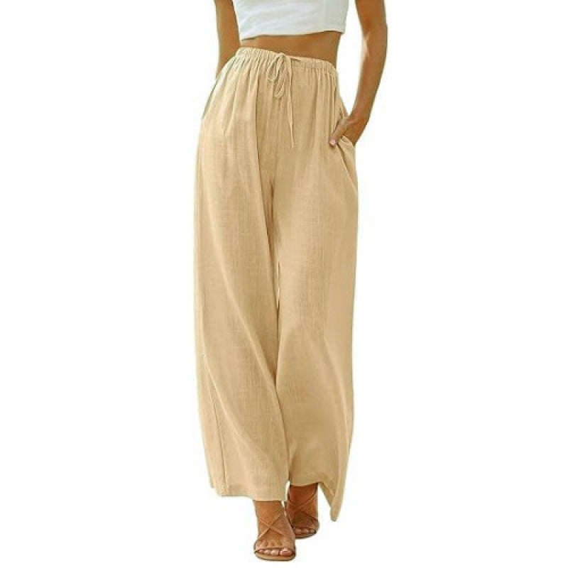 Loose Casual Pocket Drawstring Wide-leg Pants
