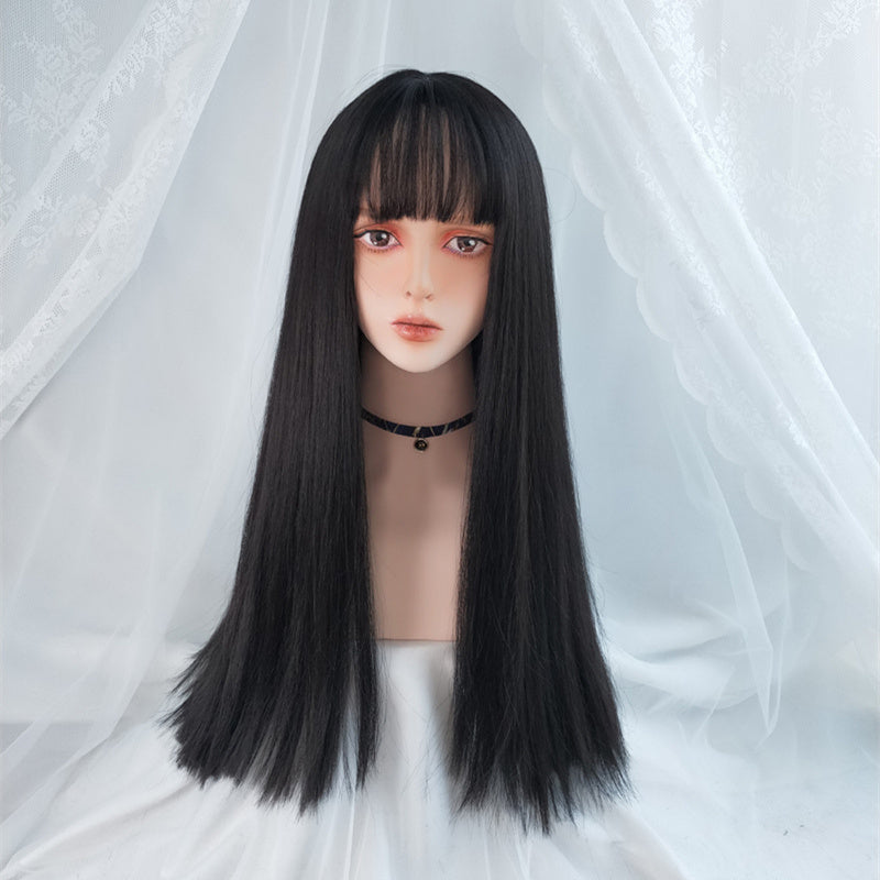 Long Straight Air Bangs Human Hair Wigs