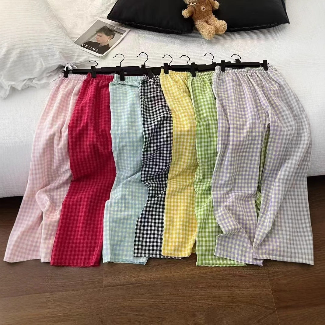 Plaid Casual Wide-leg Pants
