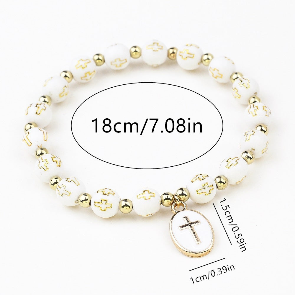 Oval Cross Pendant Bracelet