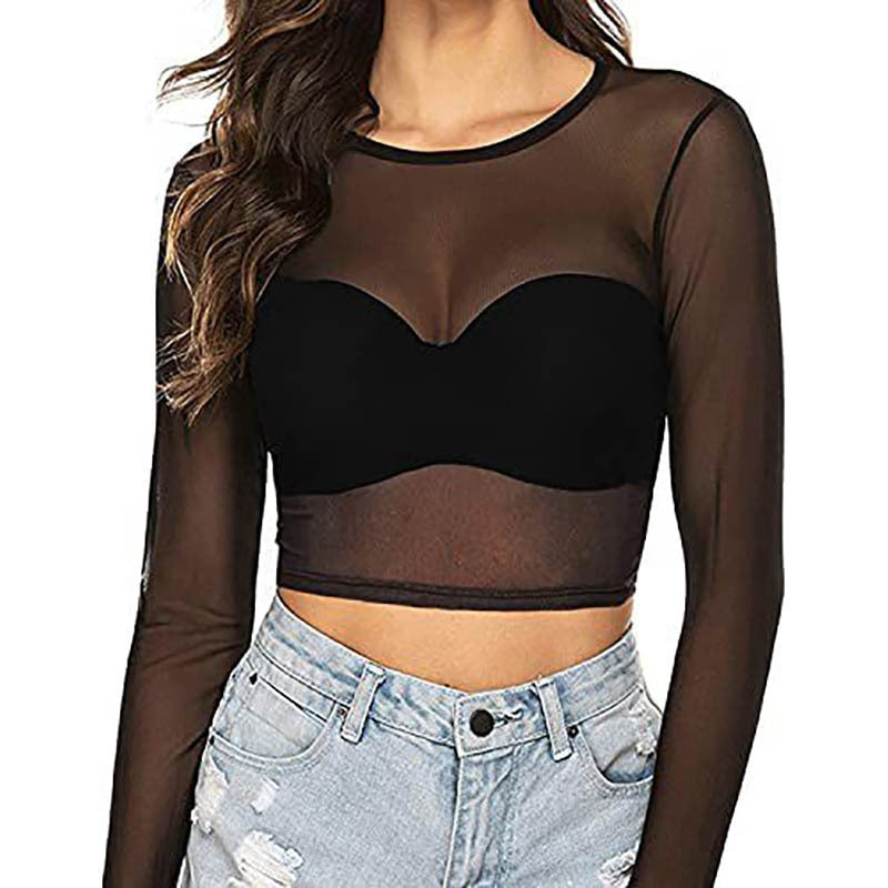 Slim-fit See-through Tight Mesh Top