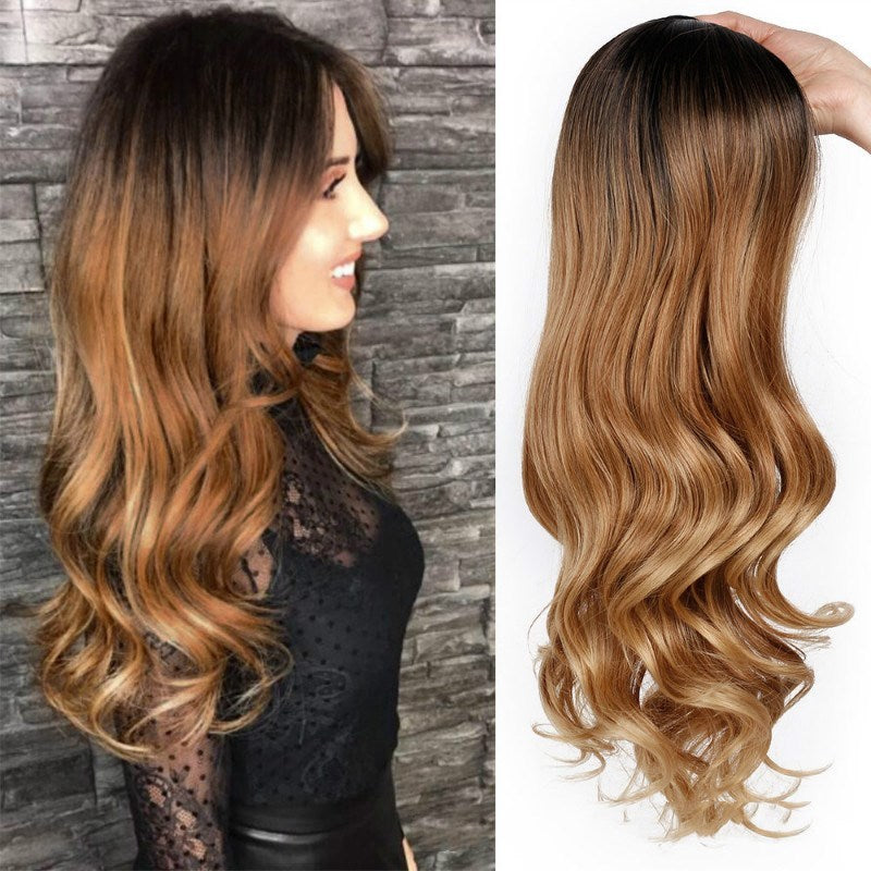 Black Gradient Wine Red Human Hair Wigs