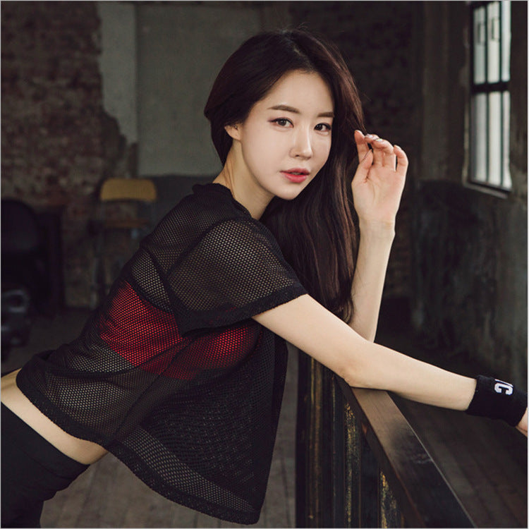 Hollow Out Mesh Crop Tops
