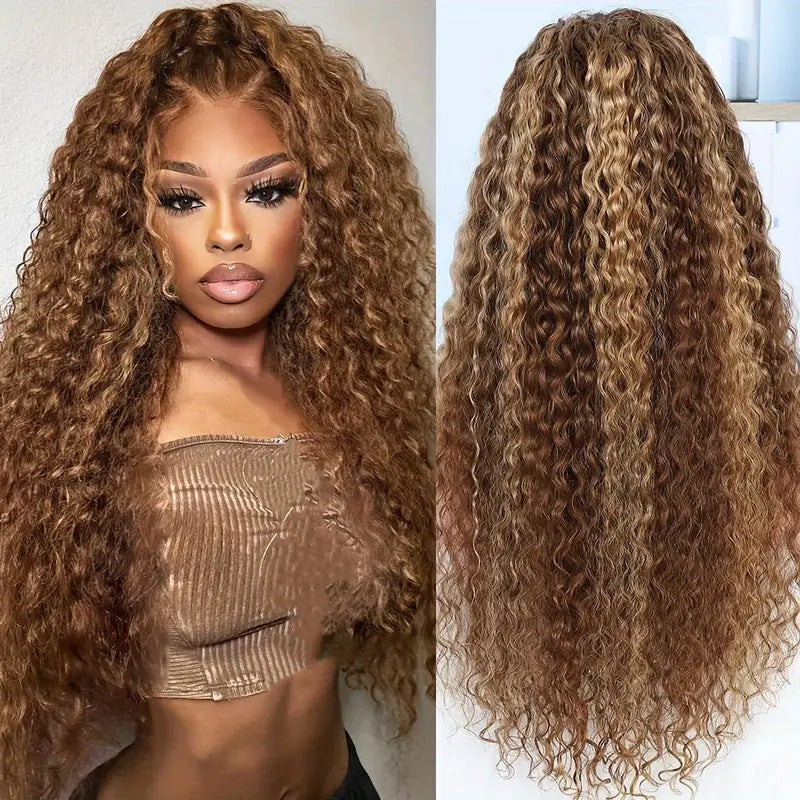 Medium Brown Mixed Curly Hair Wigs