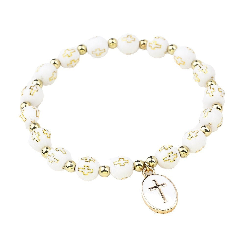 Oval Cross Pendant Bracelet