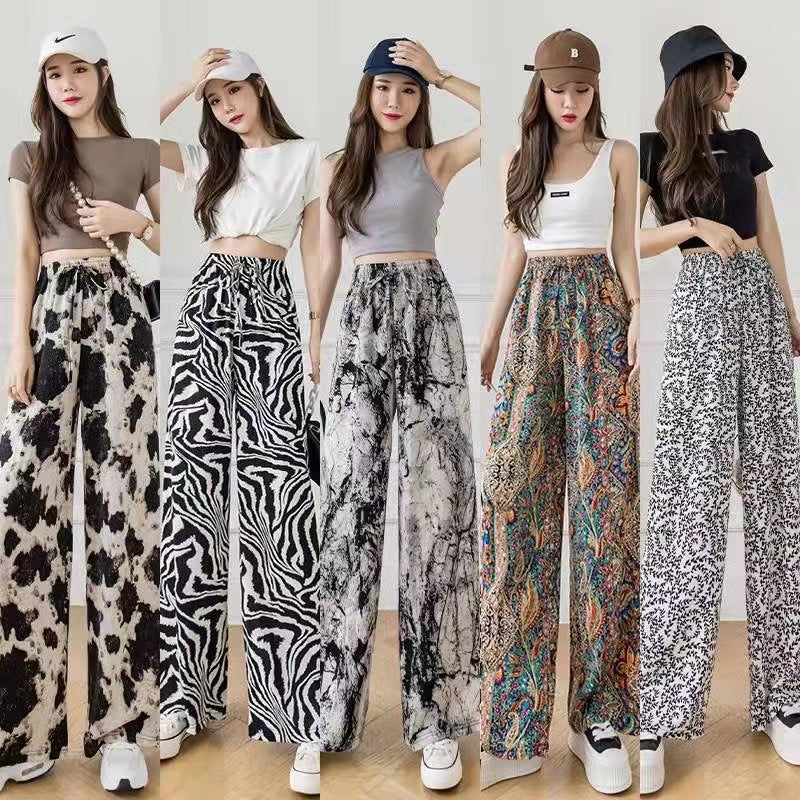 Ice Silk Ink Painting Wide-leg Pants
