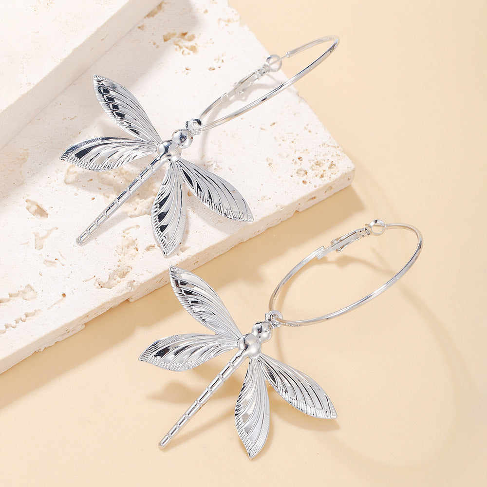 Large Retro Dragonfly Stud Earrings