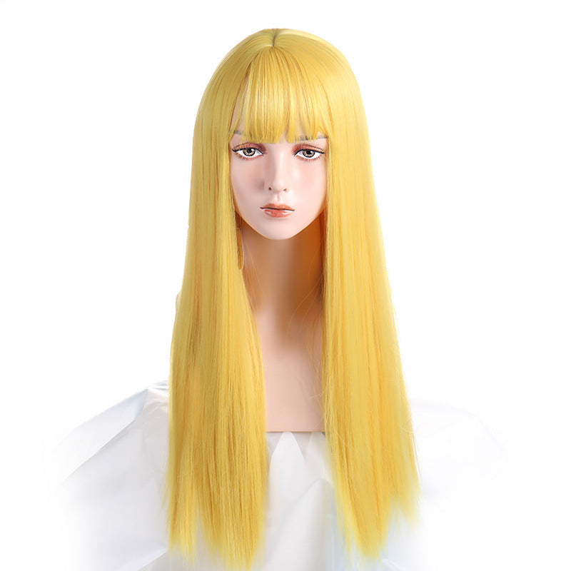 Long Straight Air Bangs Human Hair Wigs
