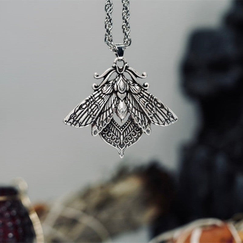 Retro Style Moth Pendant Necklace