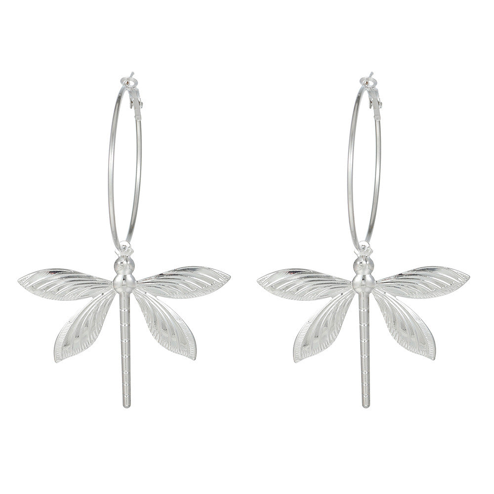 Large Retro Dragonfly Stud Earrings