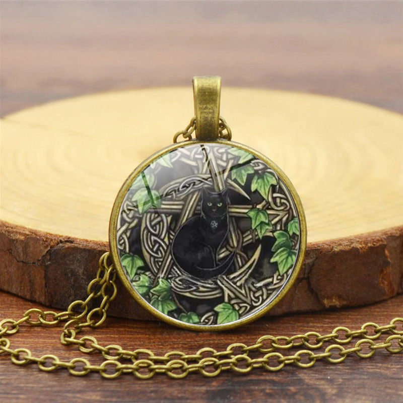Five-Pointed Star Black Cat Necklace
