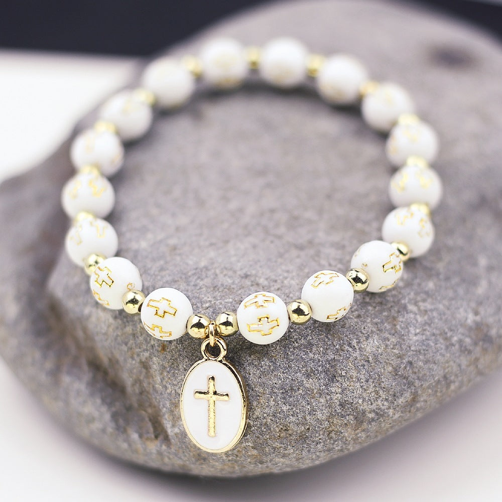 Oval Cross Pendant Bracelet