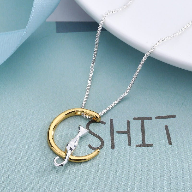 Cat Moon Pendant Necklace