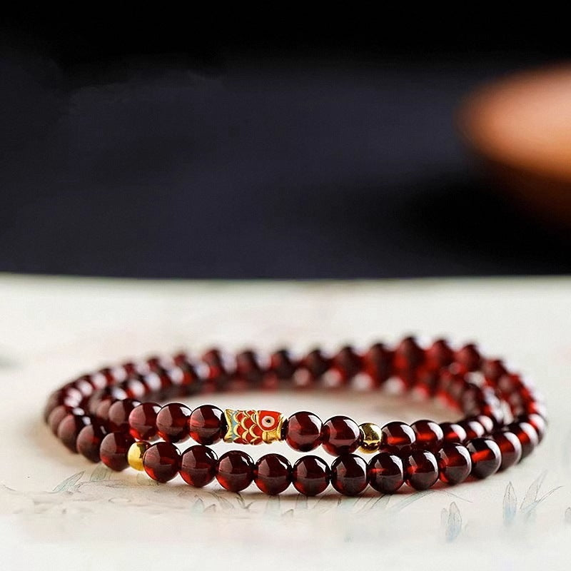 Retro Wine Red Garnet Bracelet