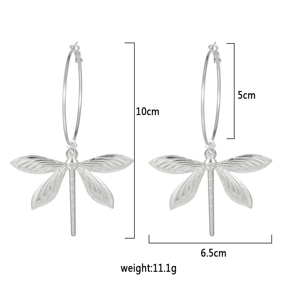 Large Retro Dragonfly Stud Earrings