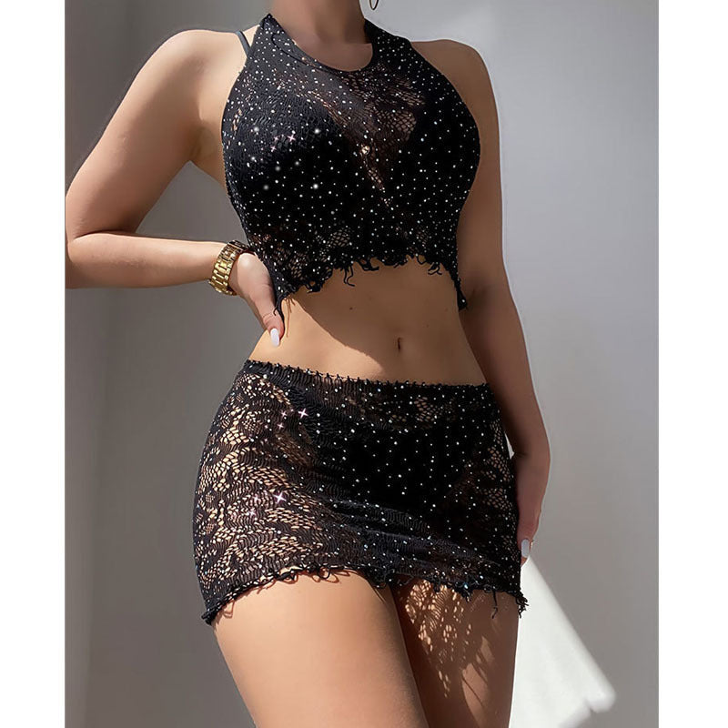 Two-piece Mesh Split Swimsuit