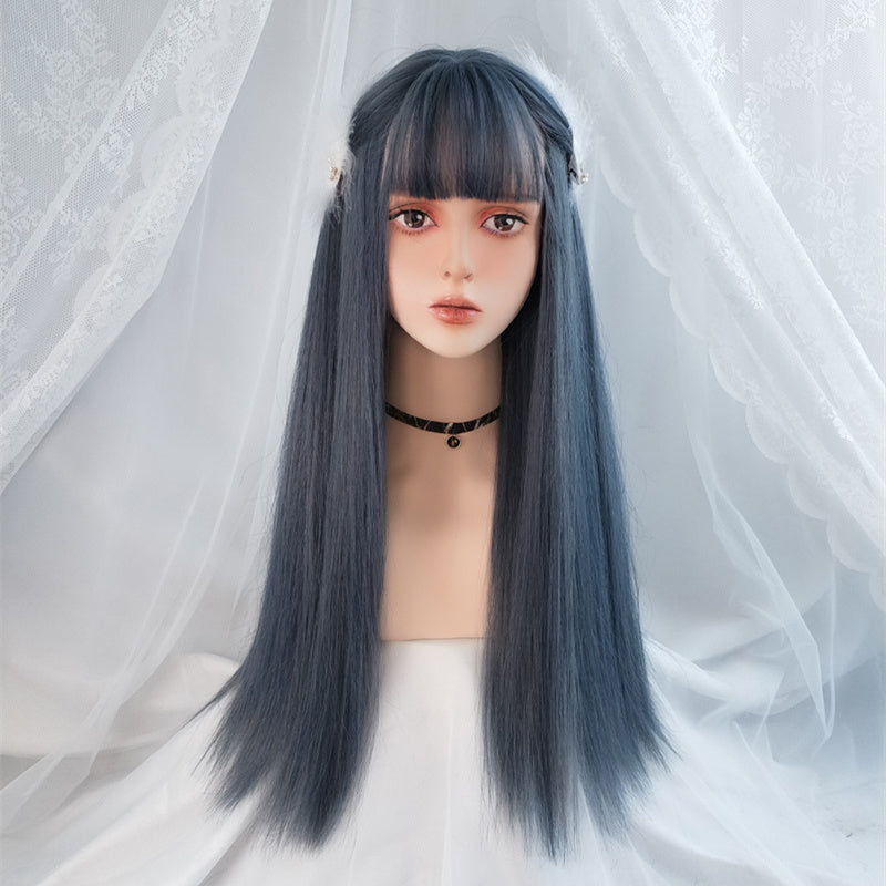 Long Straight Air Bangs Human Hair Wigs