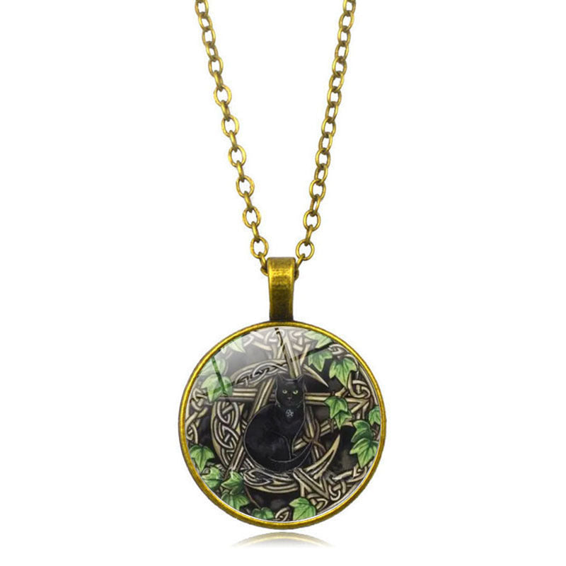 Five-Pointed Star Black Cat Necklace