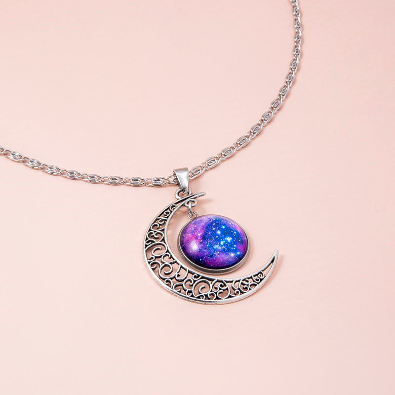 Galaxy Planet Star Glass Necklace
