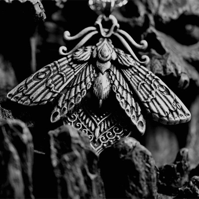 Retro Style Moth Pendant Necklace
