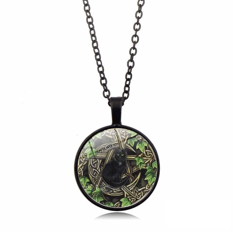 Five-Pointed Star Black Cat Necklace