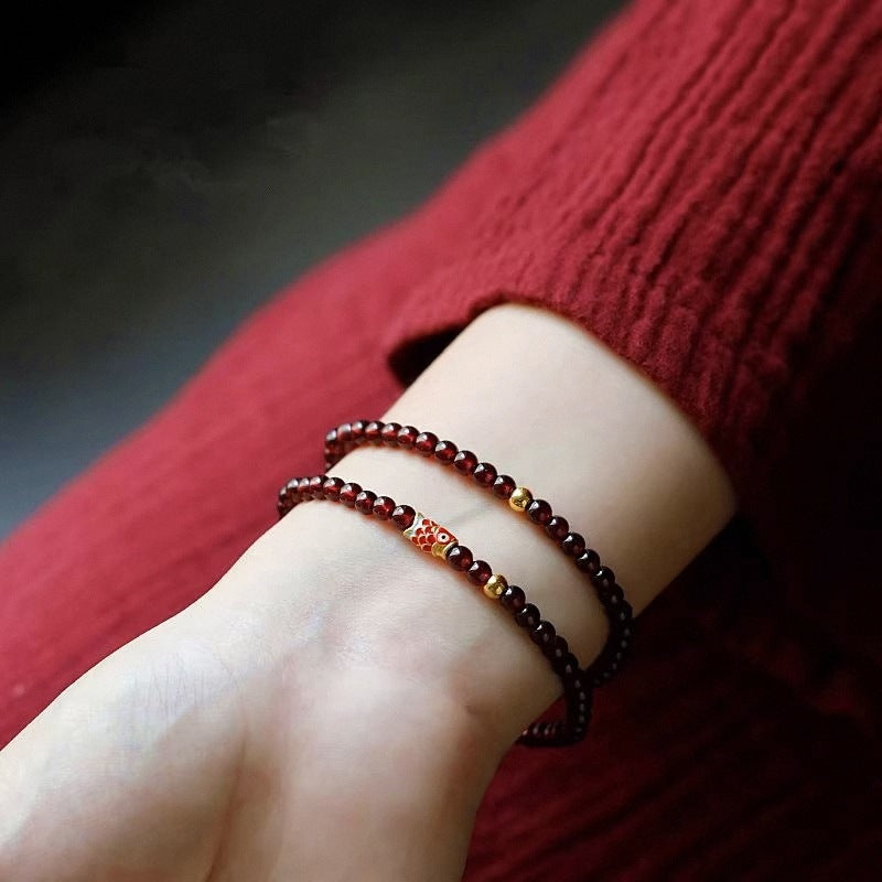Retro Wine Red Garnet Bracelet
