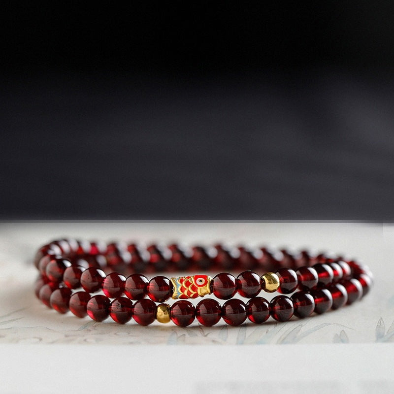 Retro Wine Red Garnet Bracelet