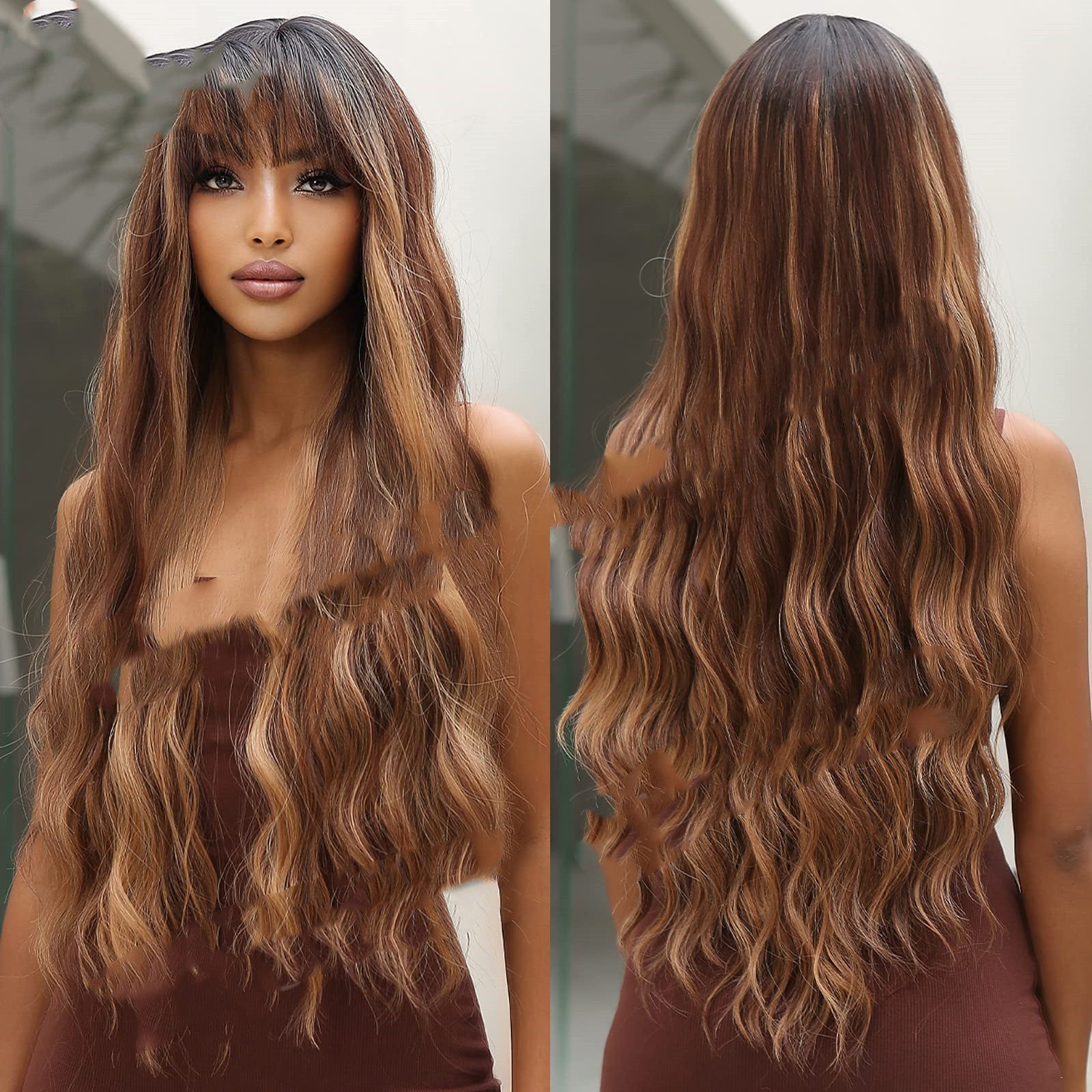 Dark Brown Dyed Curly Hair Wigs