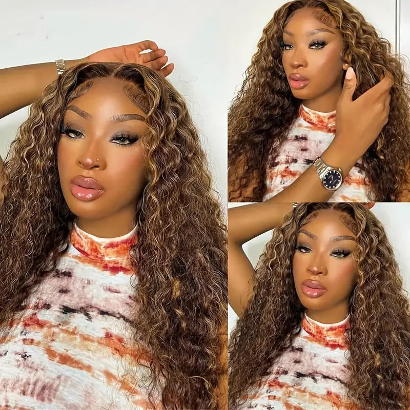 Medium Brown Mixed Curly Hair Wigs