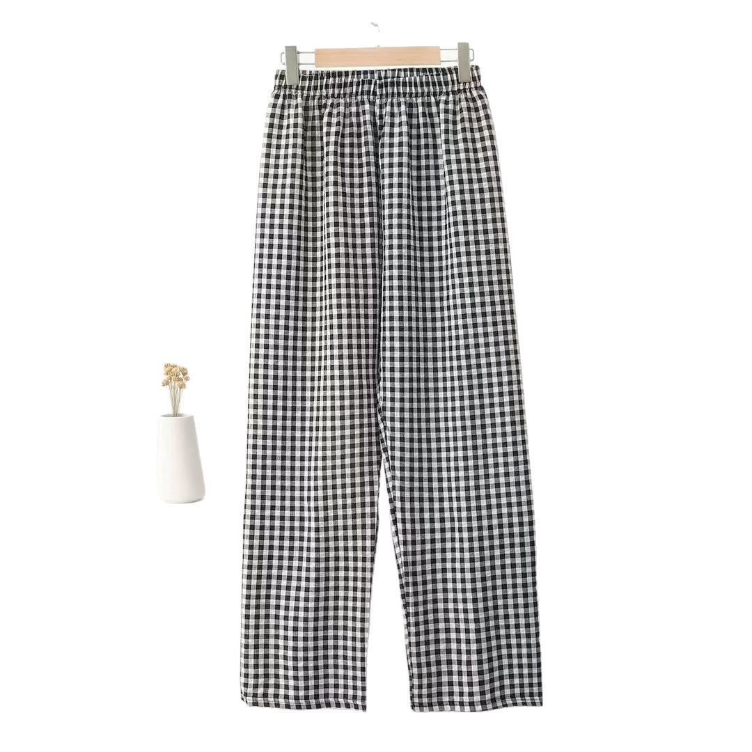 Plaid Casual Wide-leg Pants