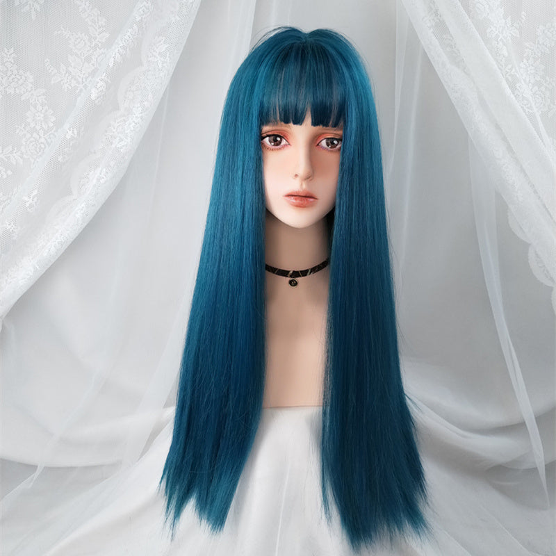 Long Straight Air Bangs Human Hair Wigs