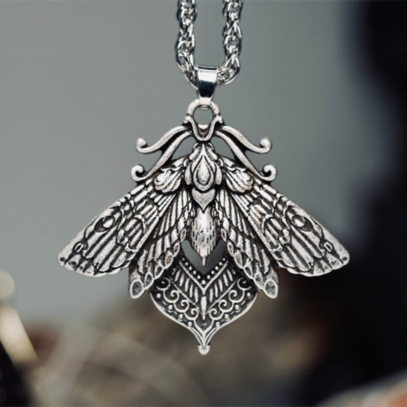 Retro Style Moth Pendant Necklace