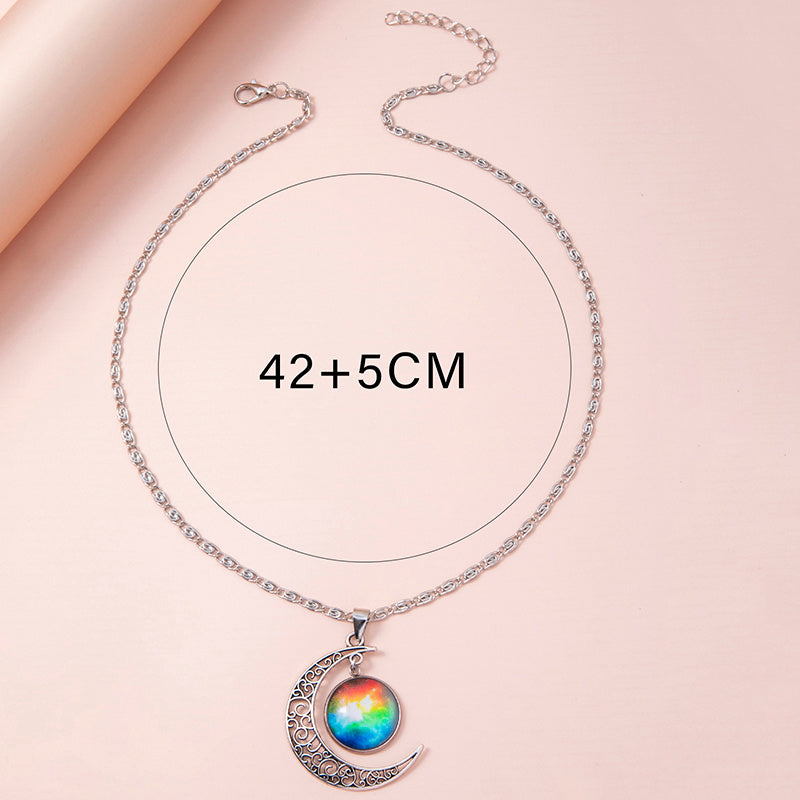 Galaxy Planet Star Glass Necklace